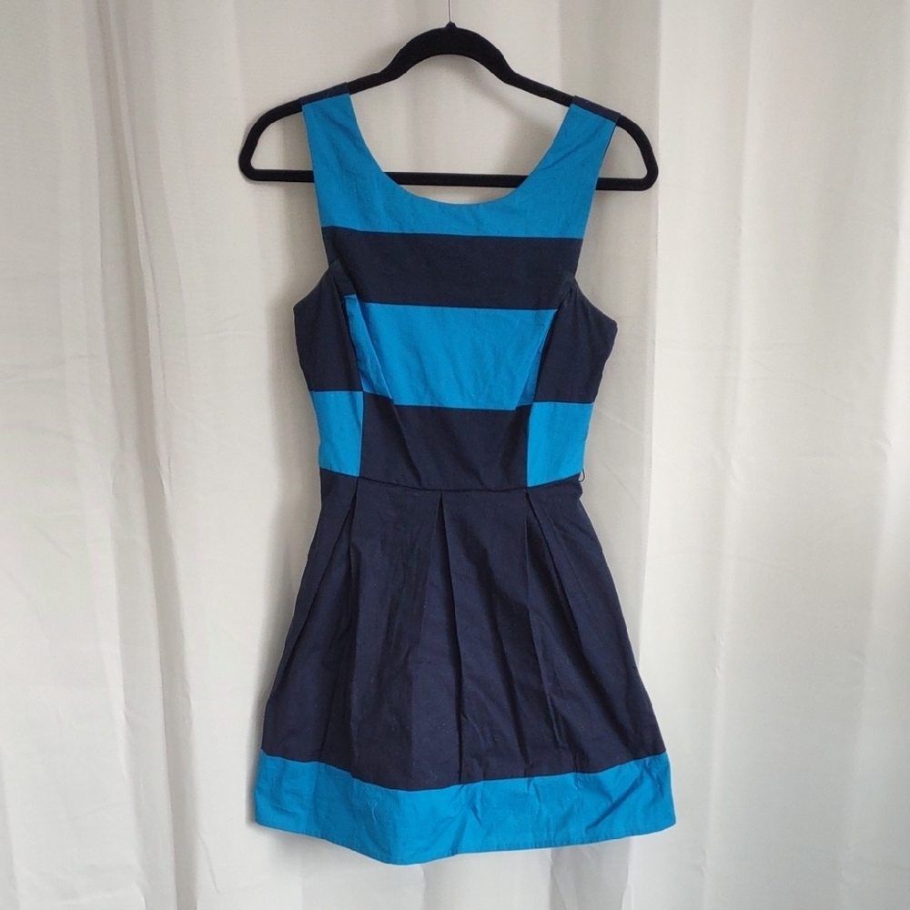 Blue Color Block Dress